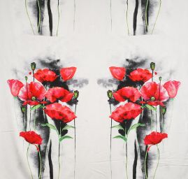 Satén pružný tisk vlčí máky