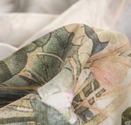 Krepdešín tisk leknín/volavka žlutozelený