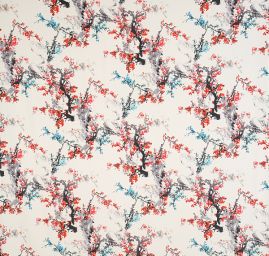 Krepdešín květy višně slonová kost