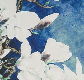 Krepdešín tisk vzor magnolie