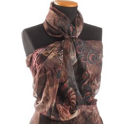 Šifon plise vzor velkých pávů