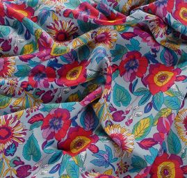 Viskozová šatová látka tisk květy