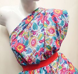 Viskozová šatová látka tisk květy