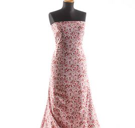 Viskozová letní látka kytičkový motiv starorůžová