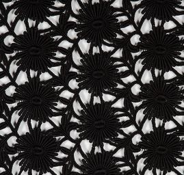 Hrubá bavlněná krajka květinový motiv černá