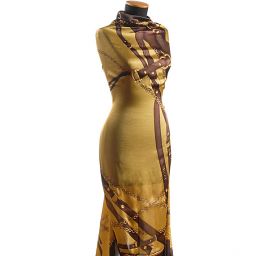 Hedvábná látka kupón přezky zlatá 