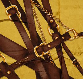 Hedvábná látka kupón přezky zlatá 