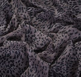 Šifon plisé zvířecí motiv hnědá/tm.hnědá