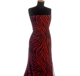 Žoržet digitální tisk zvířecí motiv červený/fialový