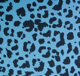 Šifon elastický zvířecí motiv modrá/tyrkysová