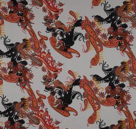 Šifon tisk paisley vzor a květinový motiv