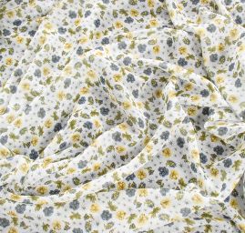 Šifon pružný drobné květy zelenomodrá