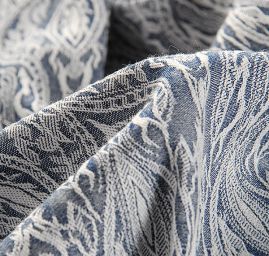 Žakárová pružná látka slonová kost/modrá