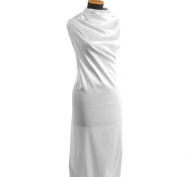 Satén pružný hladký bílý