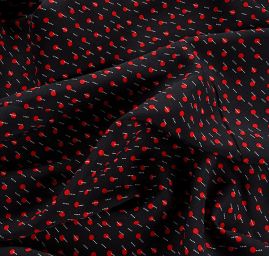 Viskozová šatová látka tisk puntíky tečky červená II.jakost