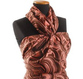 Hedvábná látka avangardní motiv růžová/hnědá