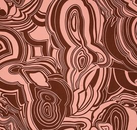 Hedvábná látka avangardní motiv růžová/hnědá