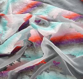 Organza žakár květinový ornament