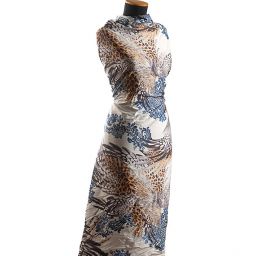 Pružná bavlněná látka tisk květinový motiv/peří