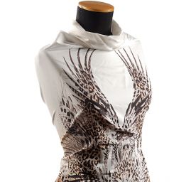 Pružná bavlněná látka tisk zvířecí motiv/peří/květy