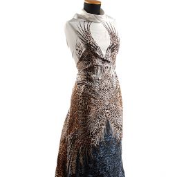 Pružná bavlněná látka tisk zvířecí motiv/peří/květy