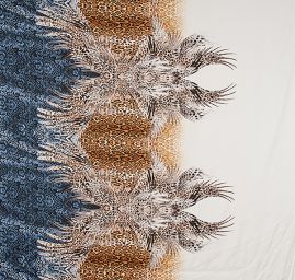 Pružná bavlněná látka tisk zvířecí motiv/peří/květy