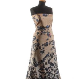 Hedvábná látka motiv květin béžová/smetanová II.jakost