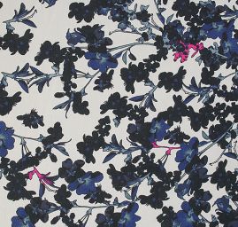 Hedvábná látka motiv květin béžová/smetanová II.jakost