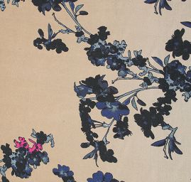 Hedvábná látka motiv květin béžová/smetanová II.jakost