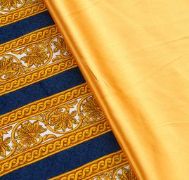 Exkluzivní bavlněný samet ornament/pruh modrý