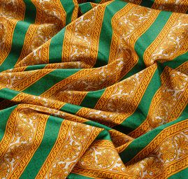 Bavlněná látka digitální tisk ornament/pruhy zelená