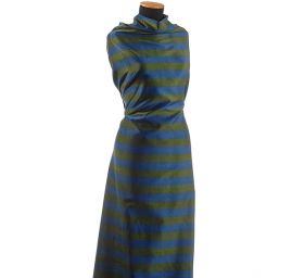 Bavlněný samet široké pruhy modrá/zelená