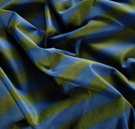 Bavlněný samet široké pruhy modrá/zelená