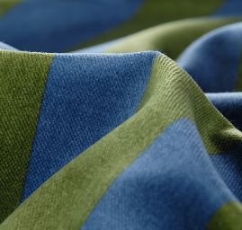 Bavlněný samet široké pruhy modrá/zelená