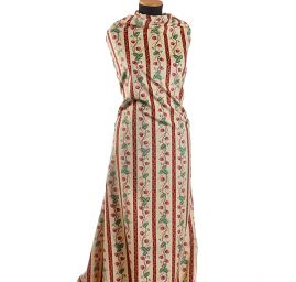 Bavlněný samet květinový motiv pruhy červený