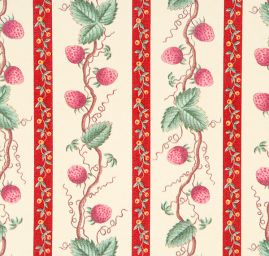 Bavlněný samet květinový motiv pruhy červený