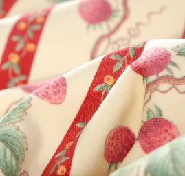 Bavlněný samet květinový motiv pruhy červený