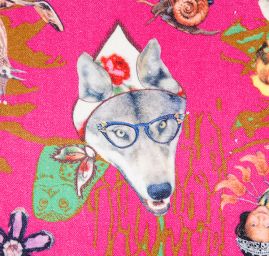 Exkluvzivní samet avantgardní vzor malý růžový podklad