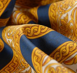 Bavlněná látka digitální tisk ornament/pruhy modrá