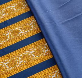 Bavlněná látka digitální tisk ornament/pruhy modrá