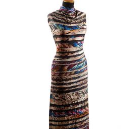 Viskozový úplet zvířecí motiv/paví pera