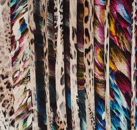 Viskozový úplet zvířecí motiv/paví pera