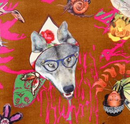 Exkluzivní samet avantgardní vzor velký hnědý podklad