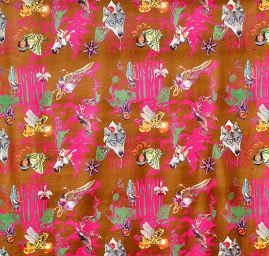 Exkluzivní samet avantgardní vzor velký hnědý podklad