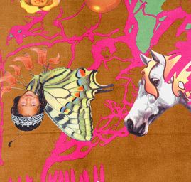 Exkluzivní samet avantgardní vzor velký hnědý podklad