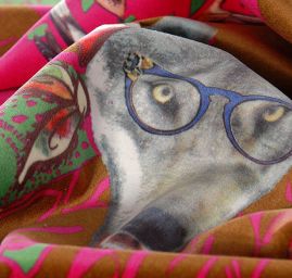 Exkluzivní samet avantgardní vzor velký hnědý podklad