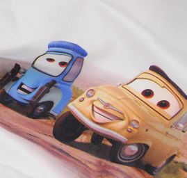 Látka závěs + záclona motiv autíčka