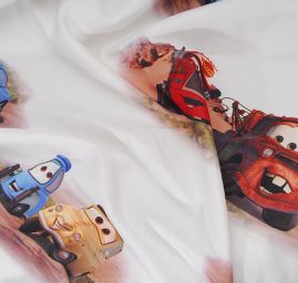 Látka závěs + záclona motiv autíčka