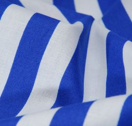 Bavlněná látka široký proužek modrý