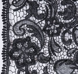 Efektní hrubá krajka květinový vzor černá